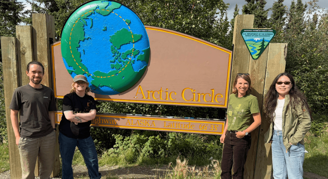 Some of the team members in Alaska, crossing the Arctic Circle